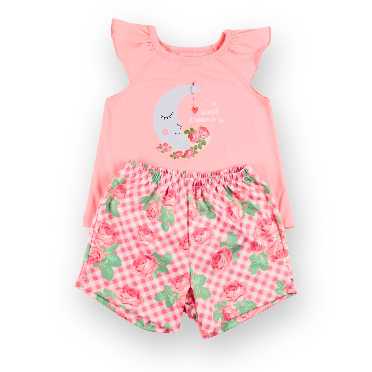 Noonie - Girls Terno - Cotton Flutter Sando and Shorts Set - Top with Graphic Print