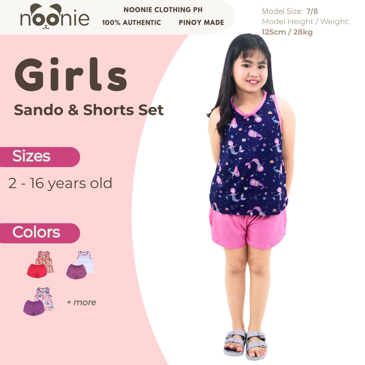 Noonie- Girls Terno (2-16Y) - Racerback Sando & Dolphin Shorts Sets & Coordinates - Terno outfit for