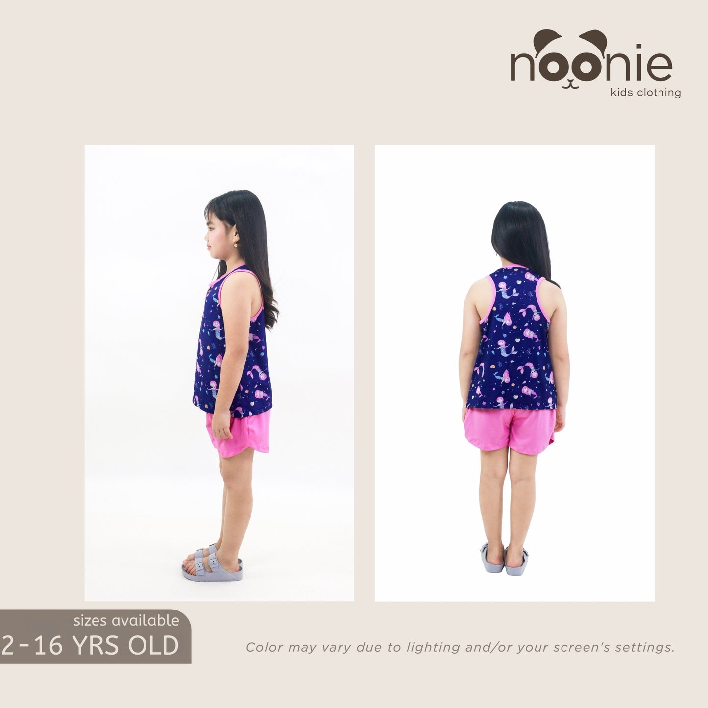 Noonie- Girls Terno (2-16Y) - Racerback Sando & Dolphin Shorts Sets & Coordinates - Terno outfit for