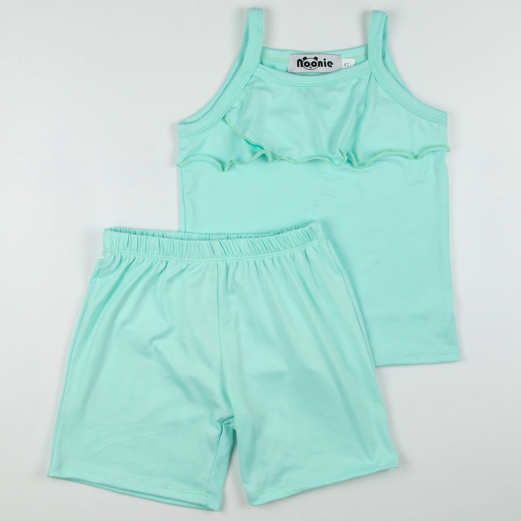 < Clearance >Noonie- Girls Terno (2-12Y) -Stretchable Spaghetti w/ Ruffles and Shorts
