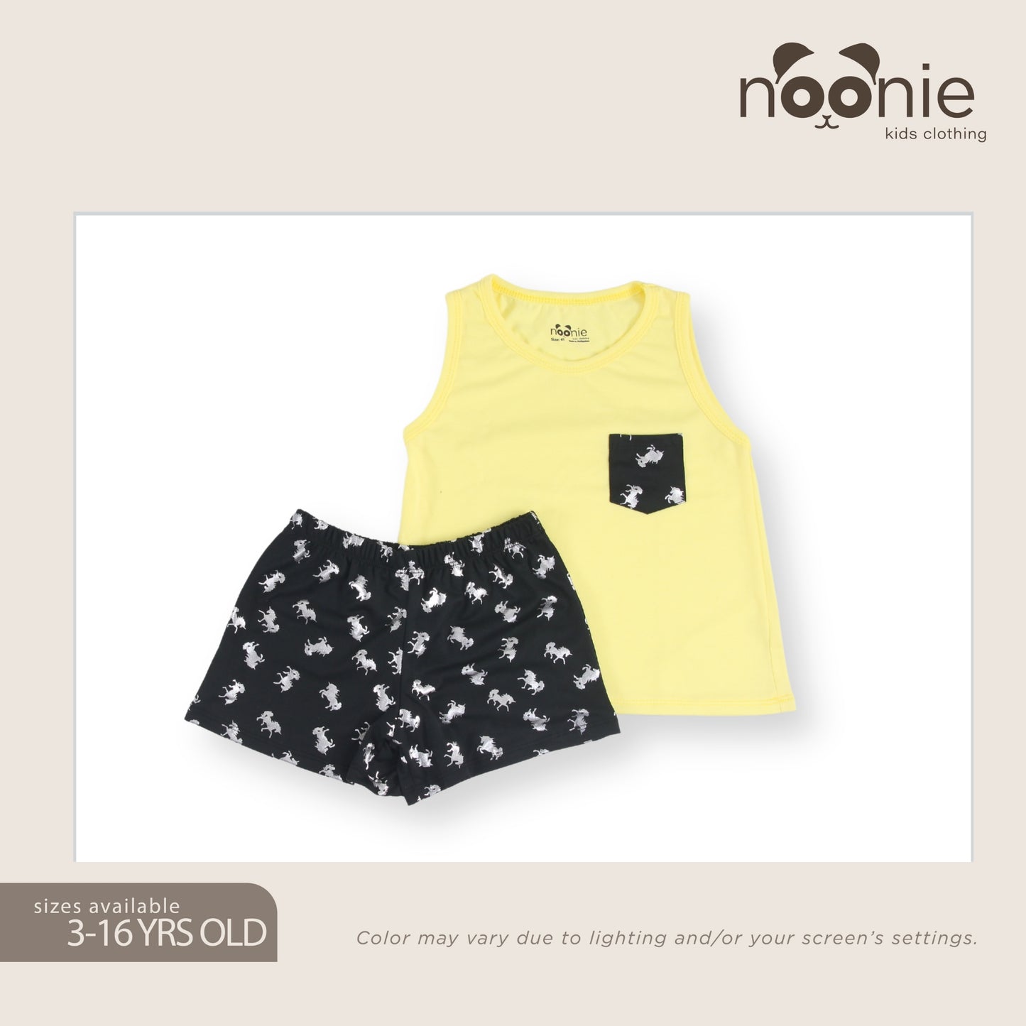 Noonie- Girls Terno (2-16Y) - Cotton Sando Tank & mini Shorts Set - Terno outfit for kids girls