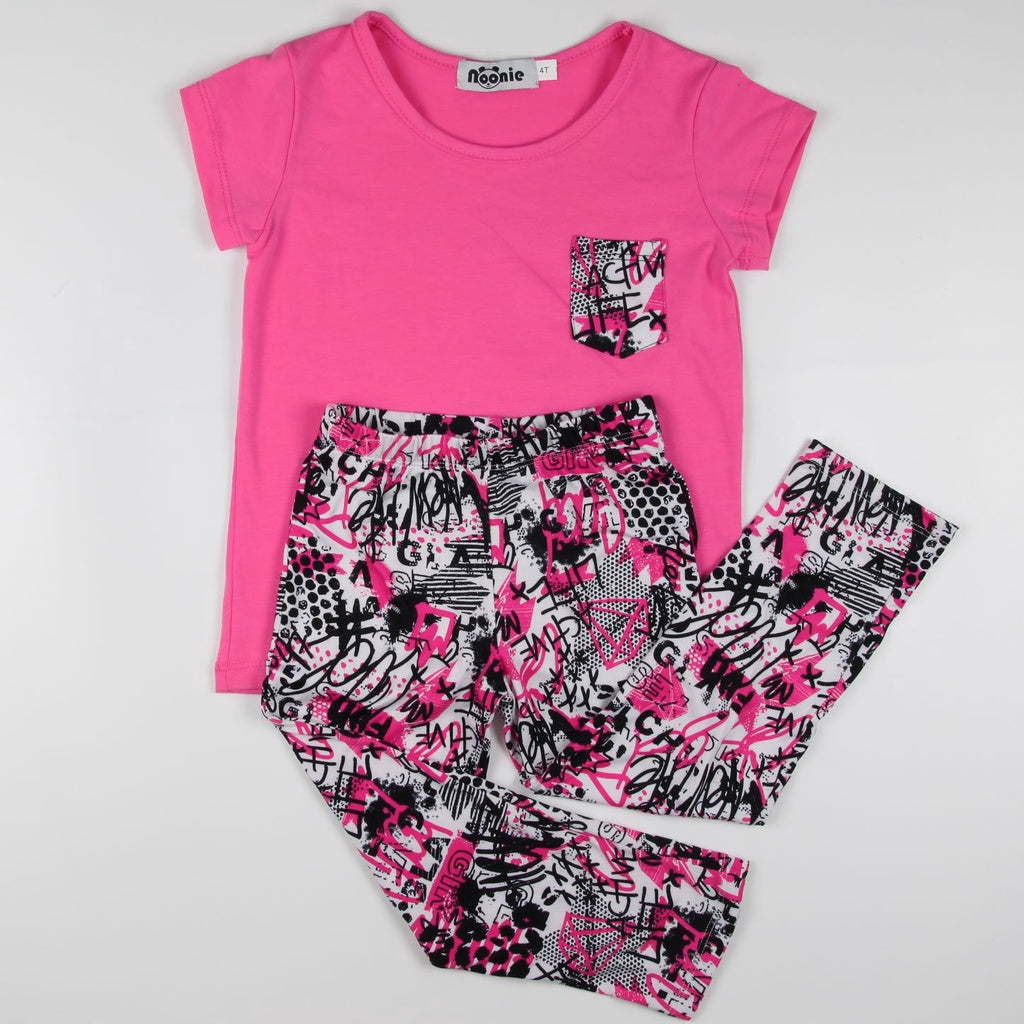 Noonie - Girls / Plus Terno (2-16Y) - Cotton T-shirt & Pajama Set - Sleepwear outfit for kids chubby
