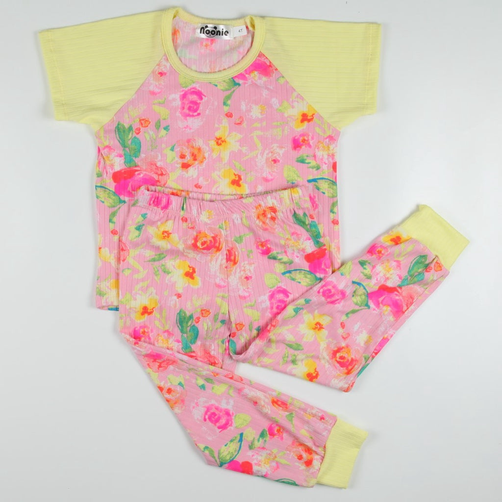Noonie - Girls Terno (2-16Y) - Sleepwear Set for Kids Girls - Raglan Jogger Pajama - Stretchable