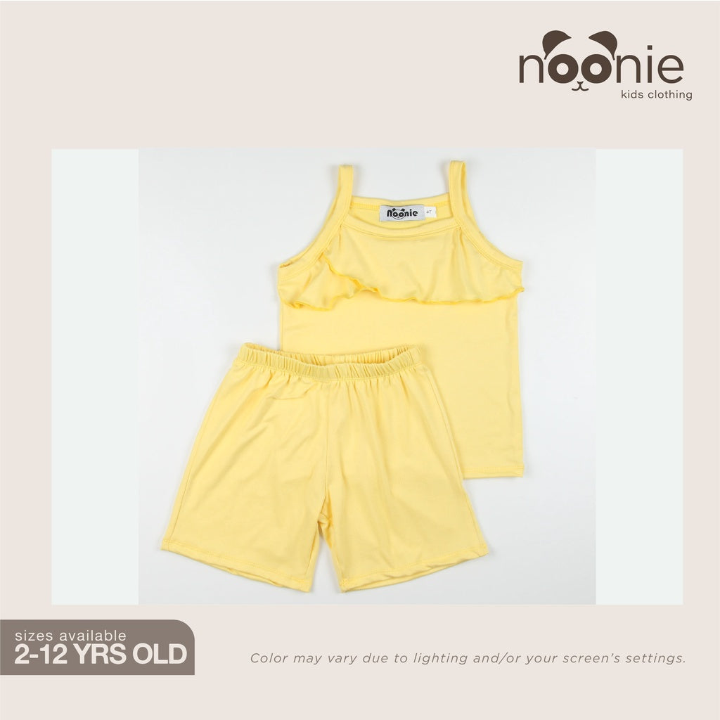 < Clearance >Noonie- Girls Terno (2-12Y) -Stretchable Spaghetti w/ Ruffles and Shorts