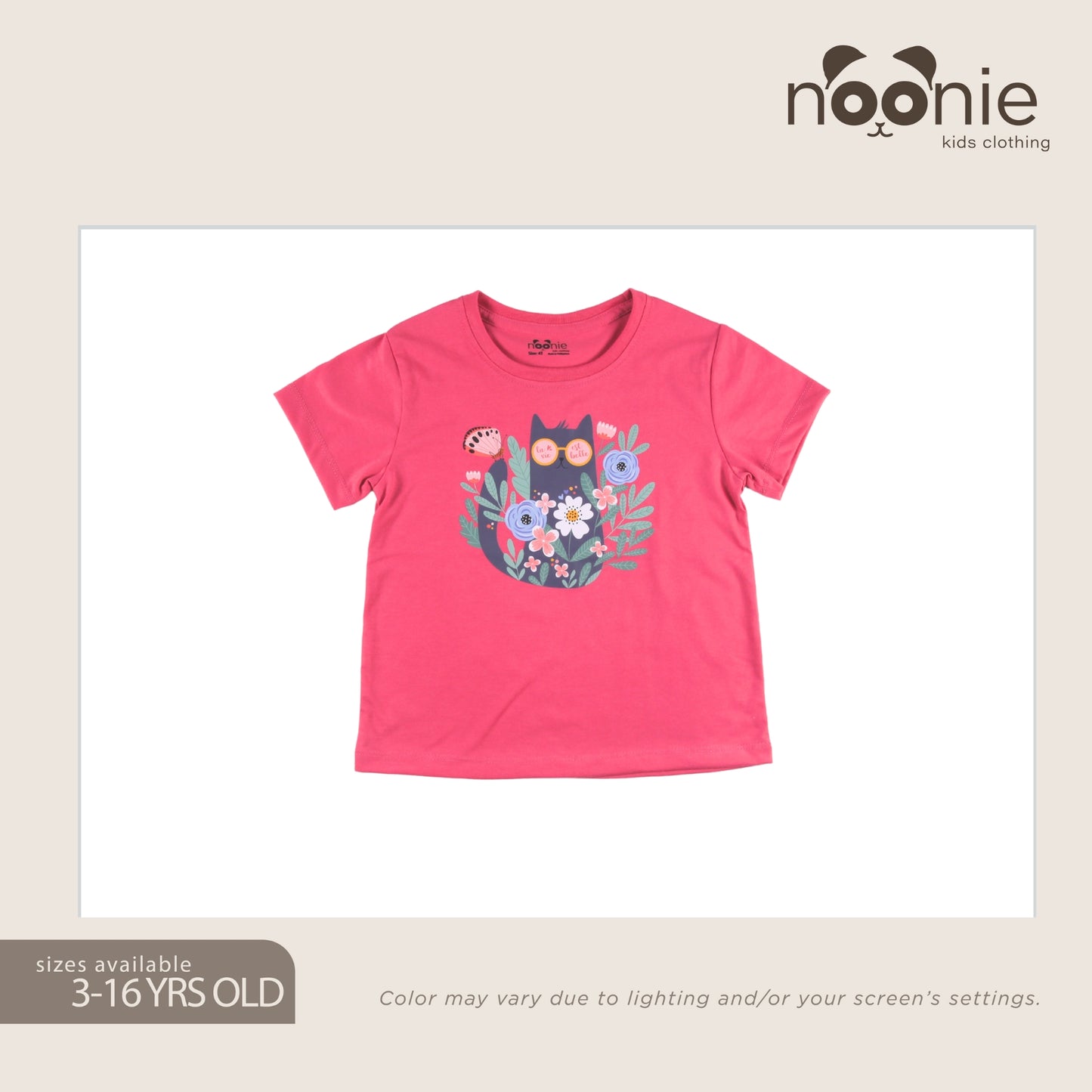 Noonie - Girls T-shirt (3-16 yo) - T-Shirt Crew Round Neck- Cotton with Graphic DTF Print