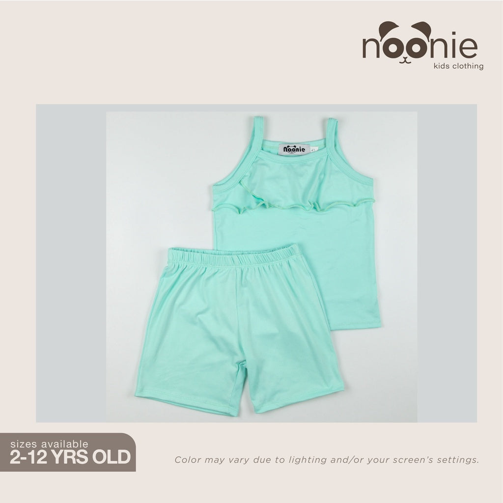 < Clearance >Noonie- Girls Terno (2-12Y) -Stretchable Spaghetti w/ Ruffles and Shorts