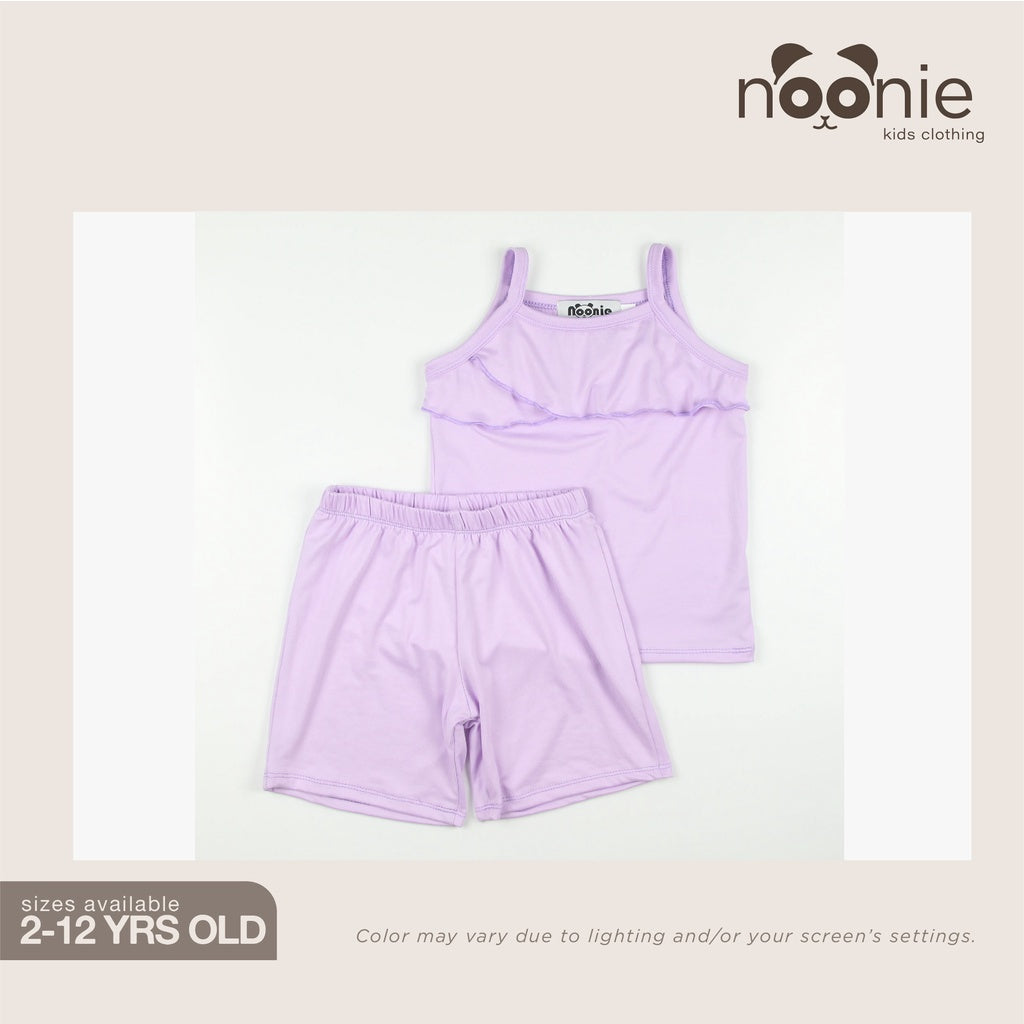 < Clearance >Noonie- Girls Terno (2-12Y) -Stretchable Spaghetti w/ Ruffles and Shorts