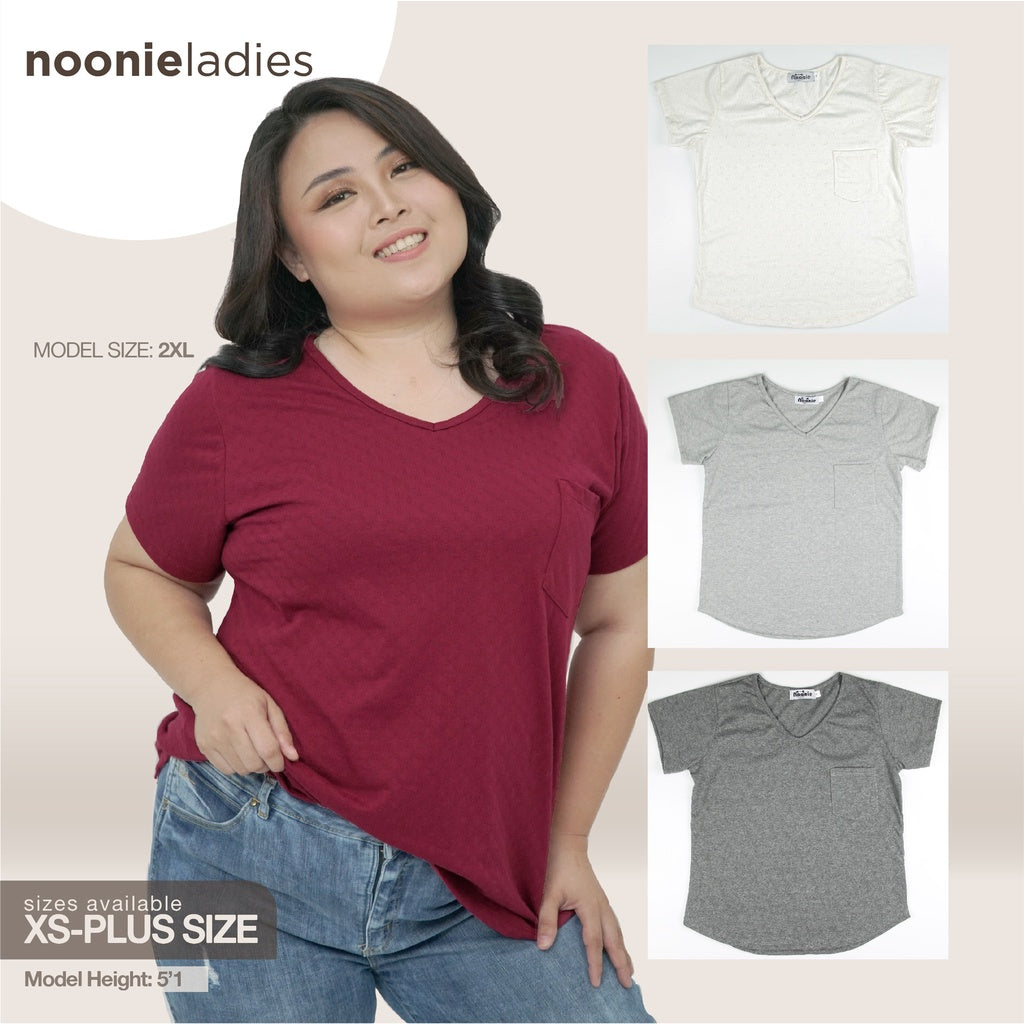 < Clearance >Noonie - Ladies T-Shirt (S-2XL) Cotton T shirt for Women - V-neck