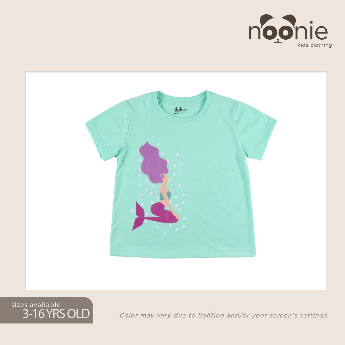Noonie - Girls T-shirt (3-16 yo) - T-Shirt Crew Round Neck- Cotton with Graphic DTF Print