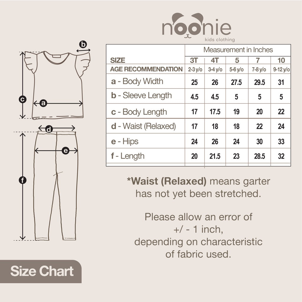 < Clearance > Noonie- Girls Terno (3-12Y) - Butterfly Sleeves & Jogger Pajama Set