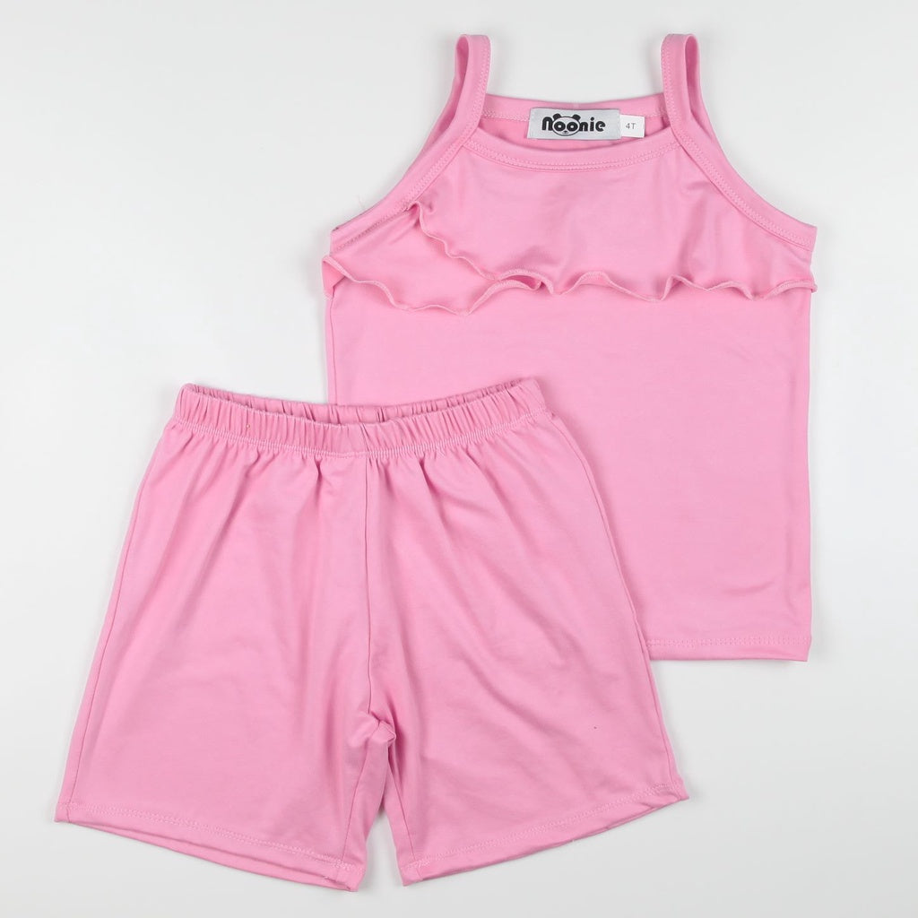 < Clearance >Noonie- Girls Terno (2-12Y) -Stretchable Spaghetti w/ Ruffles and Shorts