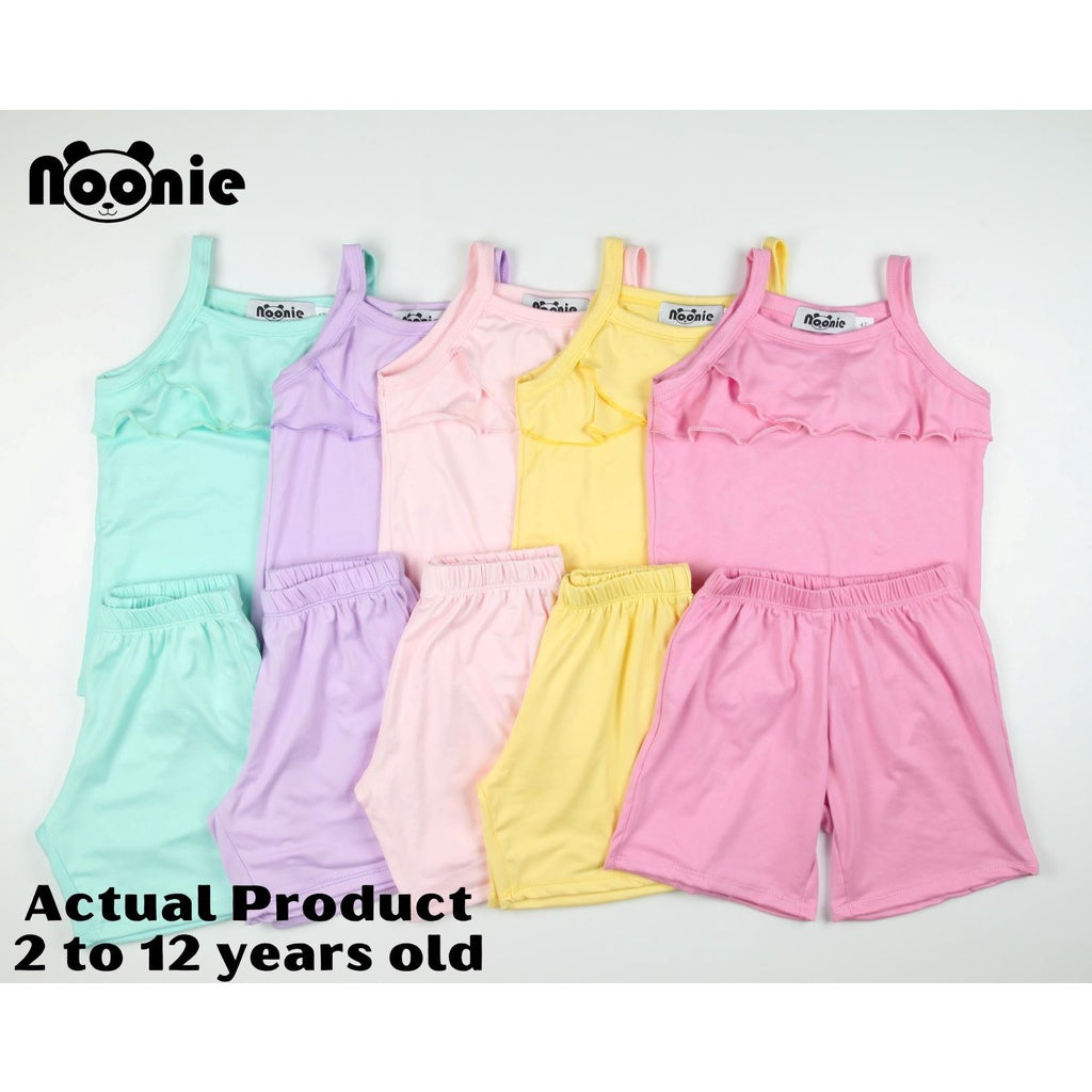 < Clearance >Noonie- Girls Terno (2-12Y) -Stretchable Spaghetti w/ Ruffles and Shorts
