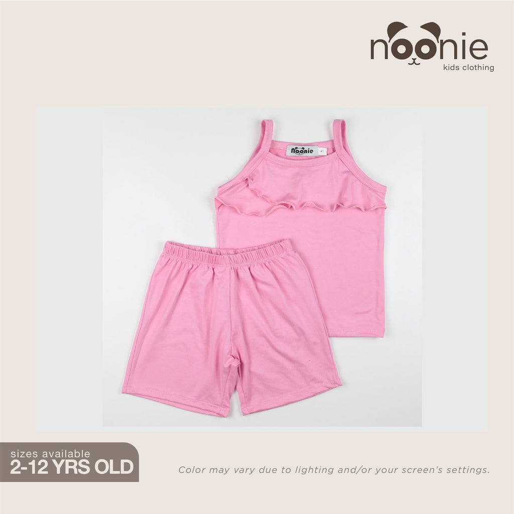< Clearance >Noonie- Girls Terno (2-12Y) -Stretchable Spaghetti w/ Ruffles and Shorts