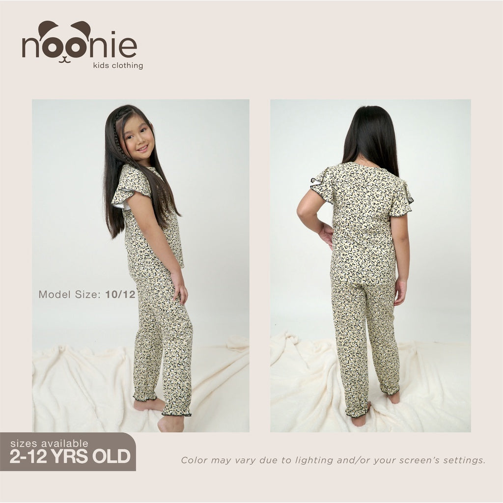 < Clearance > Noonie- Girls Terno (3-12Y) - Butterfly Sleeves & Jogger Pajama Set