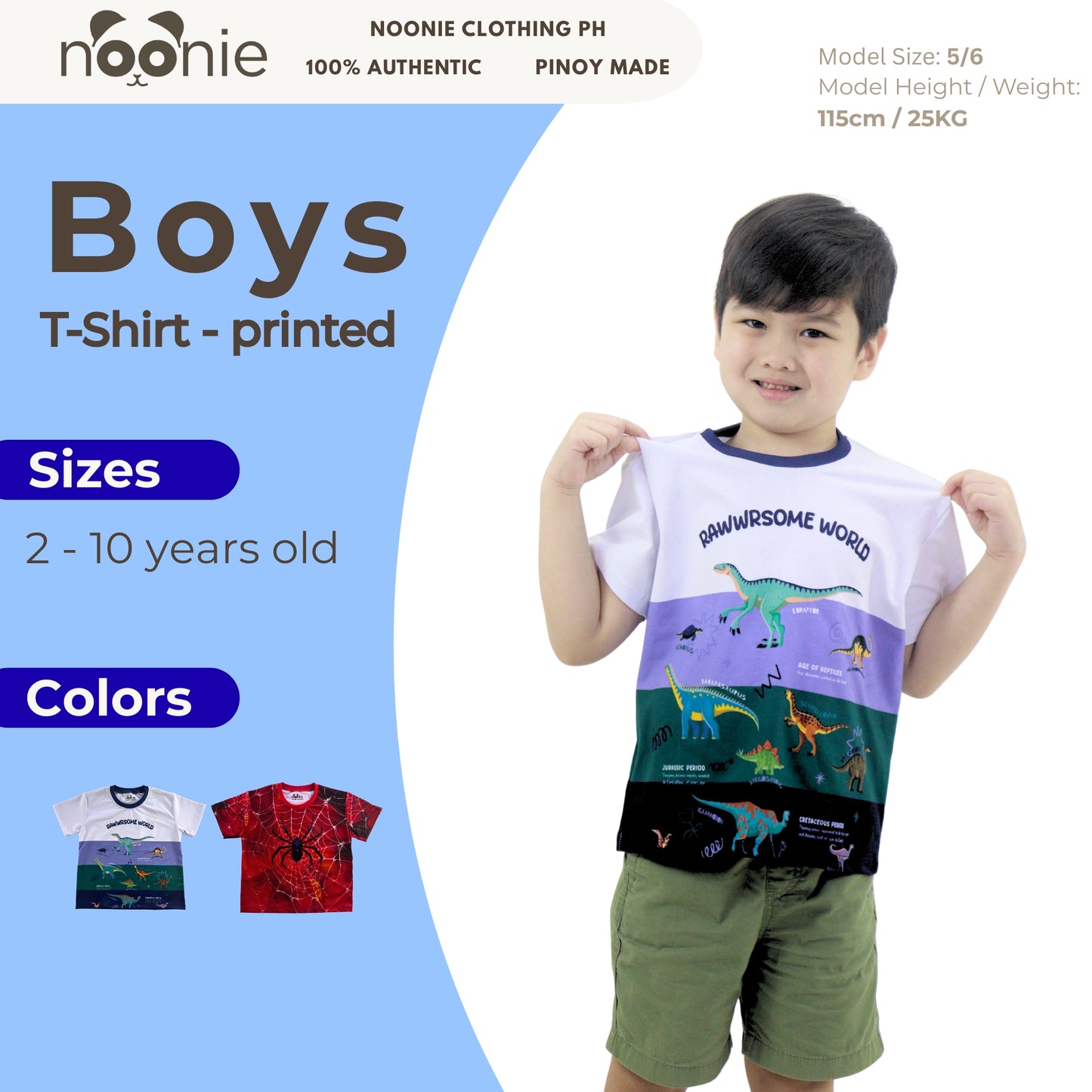 Noonie - BOYS T-shirt (2-10 yo) - Cartoon 3D print funny character print