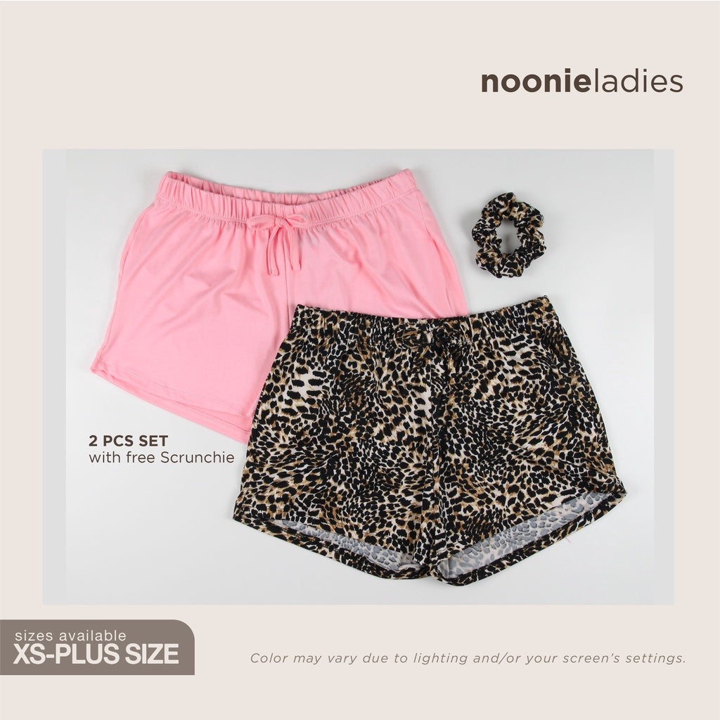 Noonie - Ladies Shorts (S-3XL) - 2pcs w/ free scrunchie - 26"-52"Waistline - Pambahay Plus Size