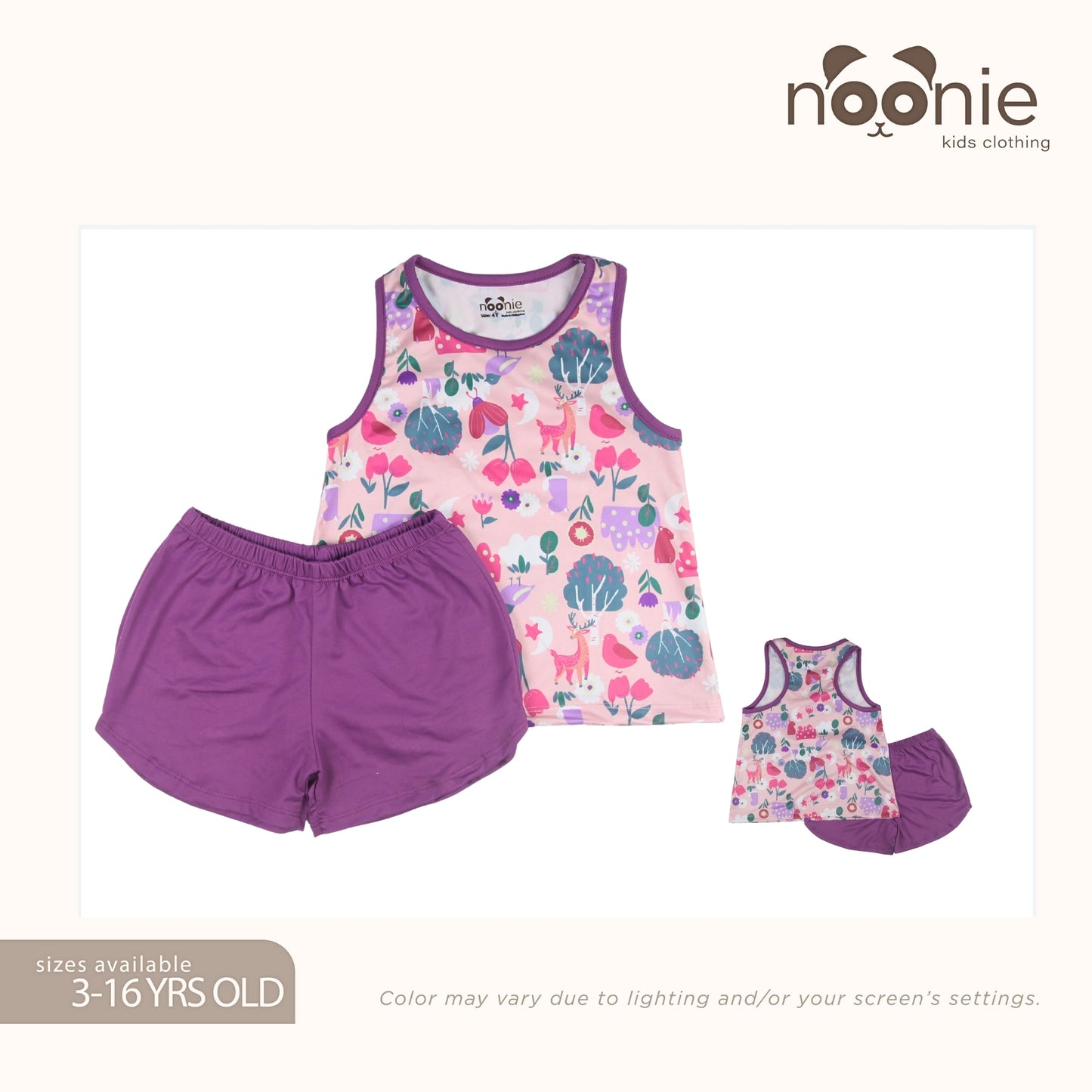 Noonie- Girls Terno (2-16Y) - Racerback Sando & Dolphin Shorts Sets & Coordinates - Terno outfit for