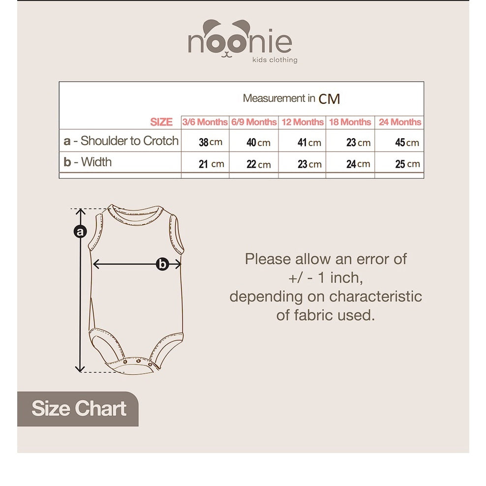 Noonie - Baby Onesies (3-24M) - Cotton Bodysuits for baby girl and boy / unisex - Quality