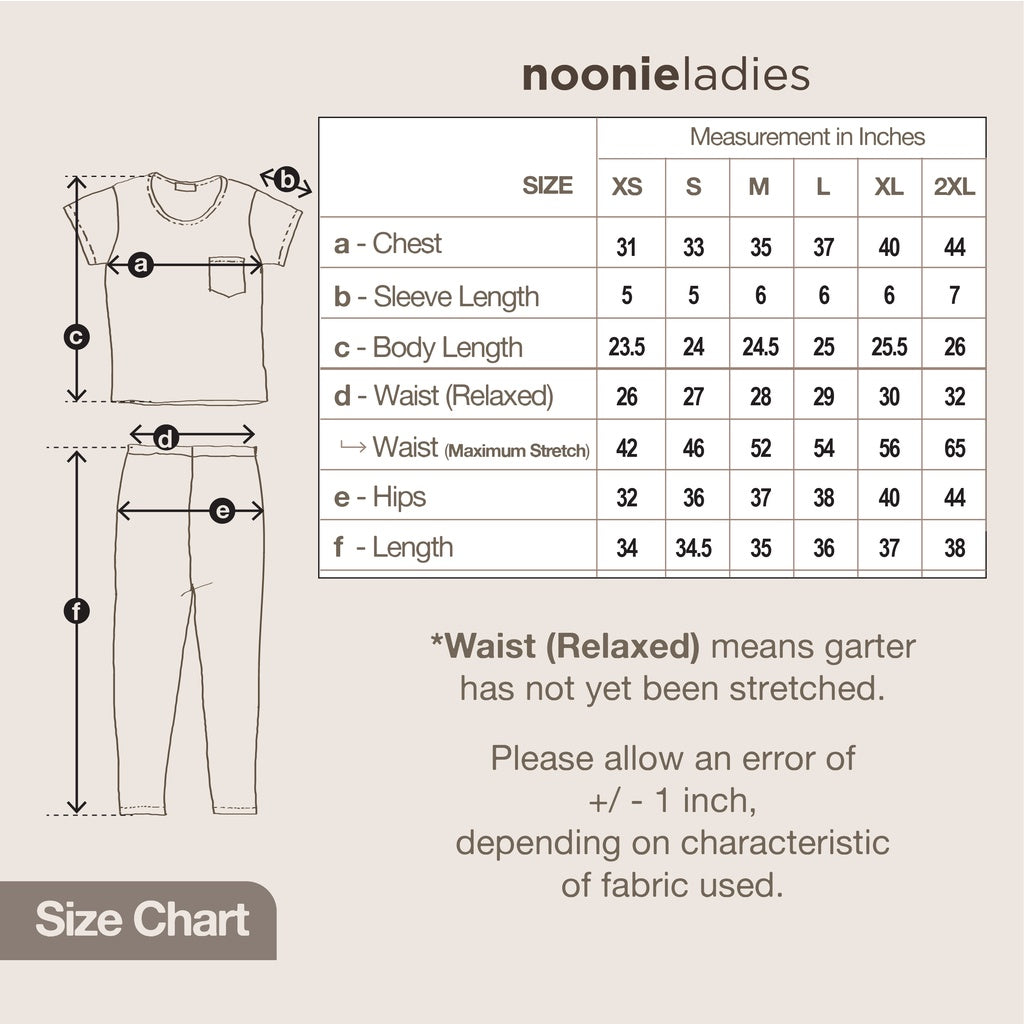 Noonie - Ladies Terno (S-2XL) - Cotton T shirt & Pajama Set - Sleepwear for Women - Plus Size