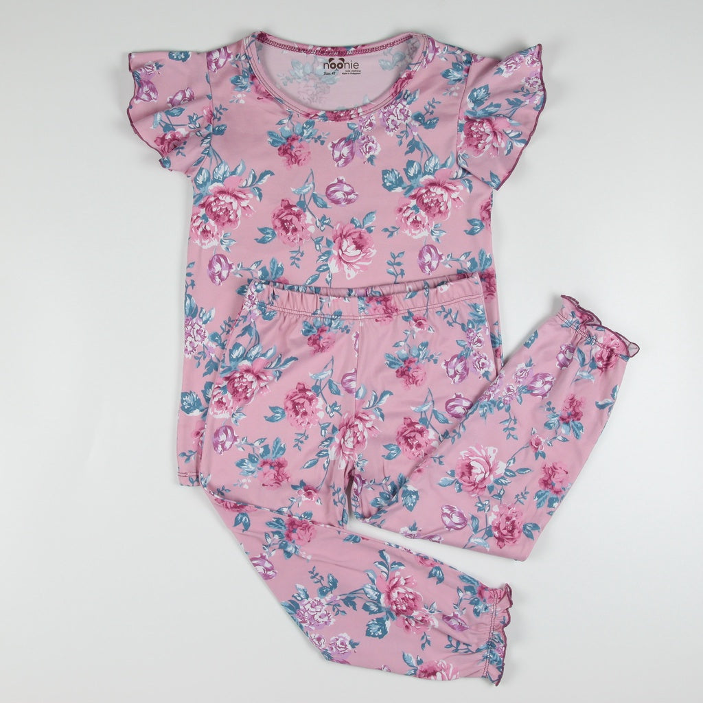 < Clearance > Noonie- Girls Terno (3-12Y) - Butterfly Sleeves & Jogger Pajama Set