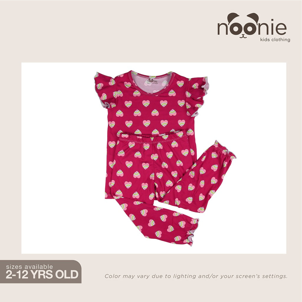 < Clearance > Noonie- Girls Terno (3-12Y) - Butterfly Sleeves & Jogger Pajama Set