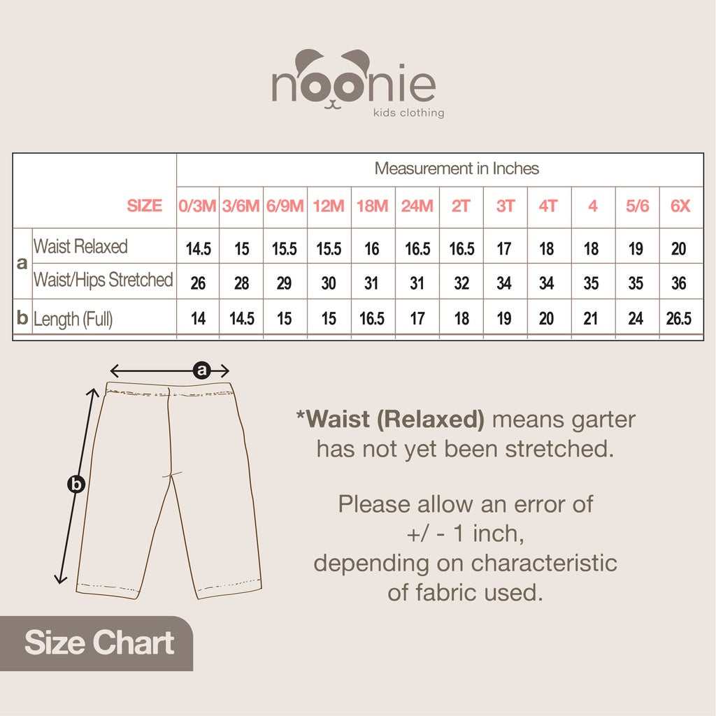 Noonie- Girls Leggings (0M-4Y) - Full & Capri Leggings Pants - Baby Clothes Girls - Stretchable