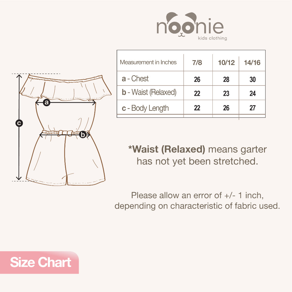 < Buy 1 Take 1 >Noonie- Girls Romper (7-16Y)- Eyelet w/ lining - Kids Outfit for Girls -Off Shoulder