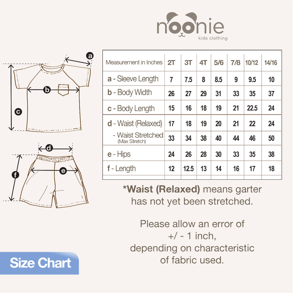 < Clearance > Noonie - Boys Terno (2-16Y)- Cotton Raglan Shirt & Shorts Set
