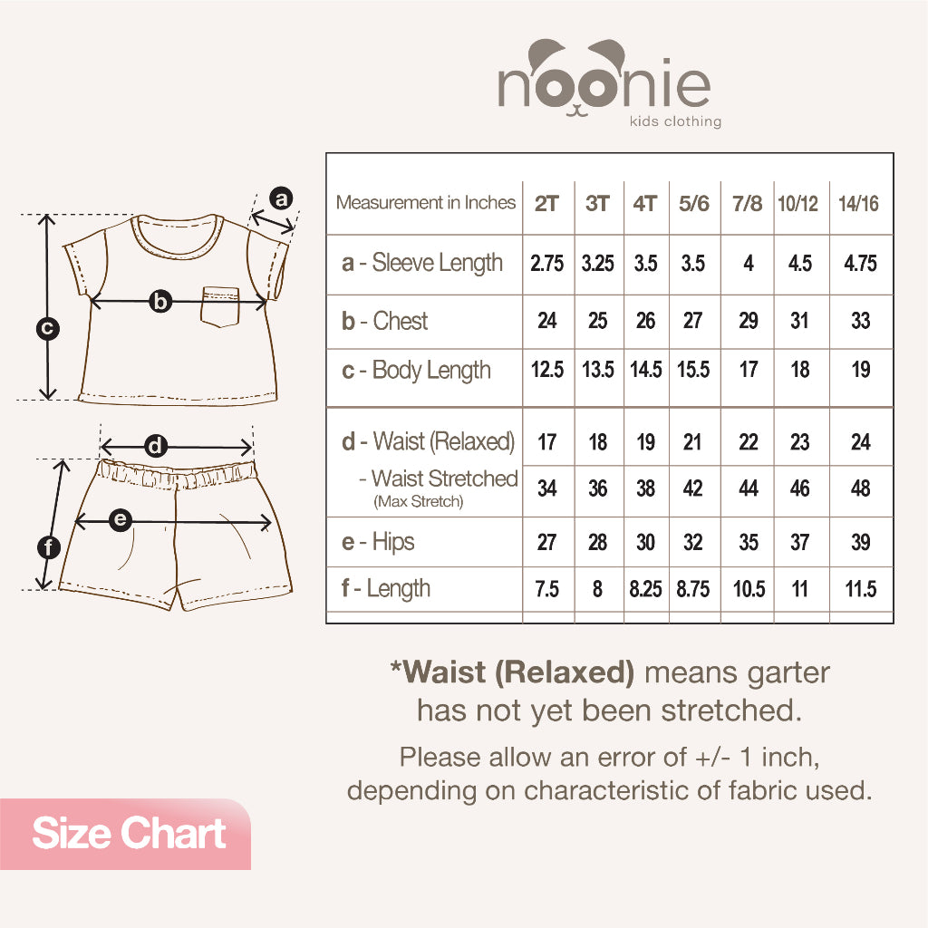 Noonie- Girls Terno (2-16Y) - Cotton Crop Top & short Shorts Set - Summer Terno outfit for kids girl