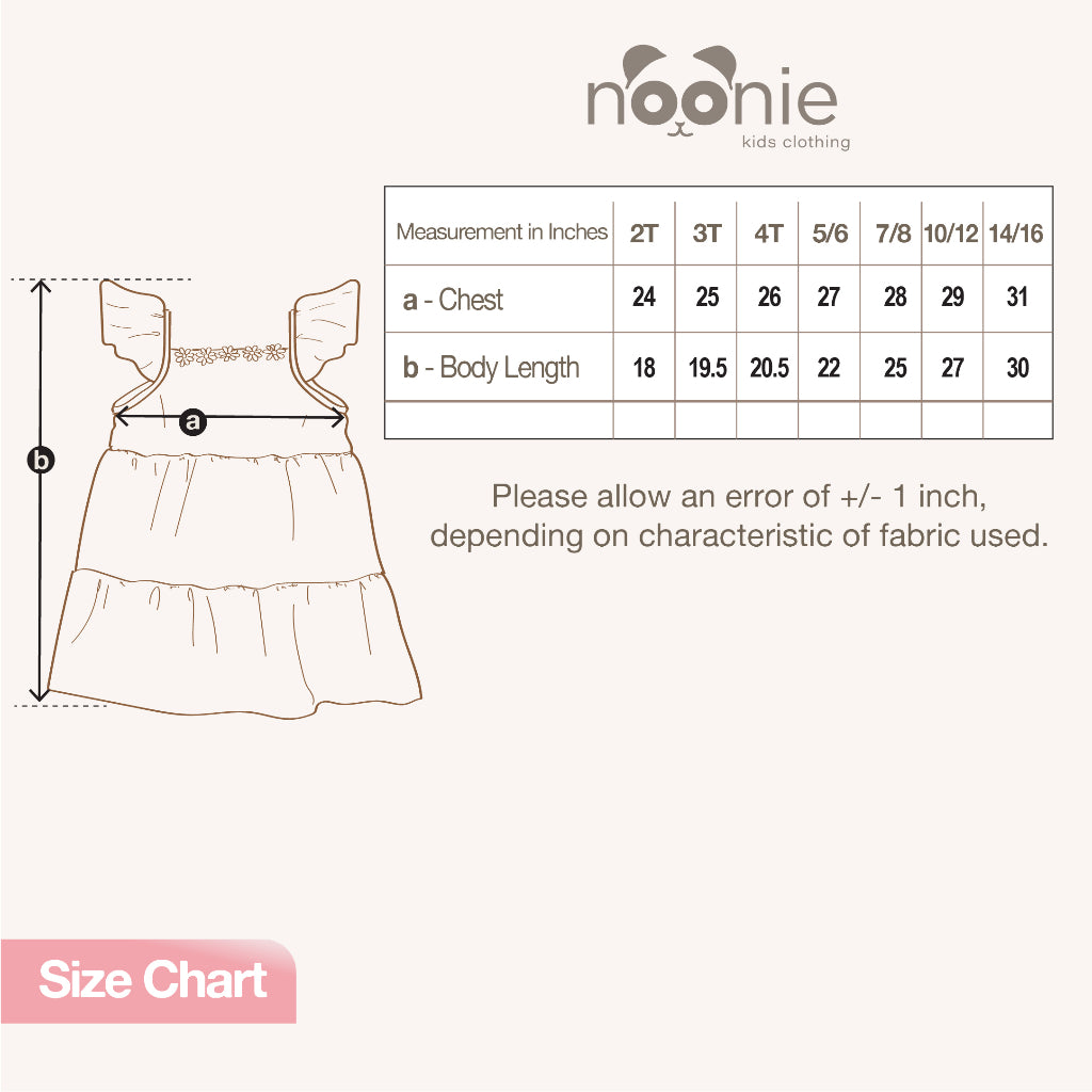 Noonie- Girls Mini Dress (1-12Y)- Lace w/ lining - Dress for Kids Girl -Flutter Sleeves - Quality