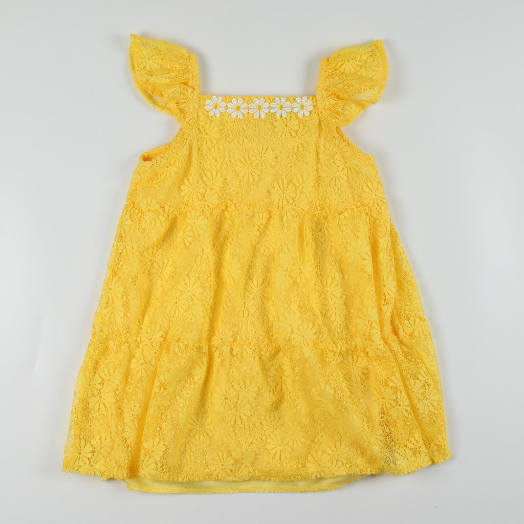 Noonie- Girls Mini Dress (1-12Y)- Lace w/ lining - Dress for Kids Girl -Flutter Sleeves - Quality
