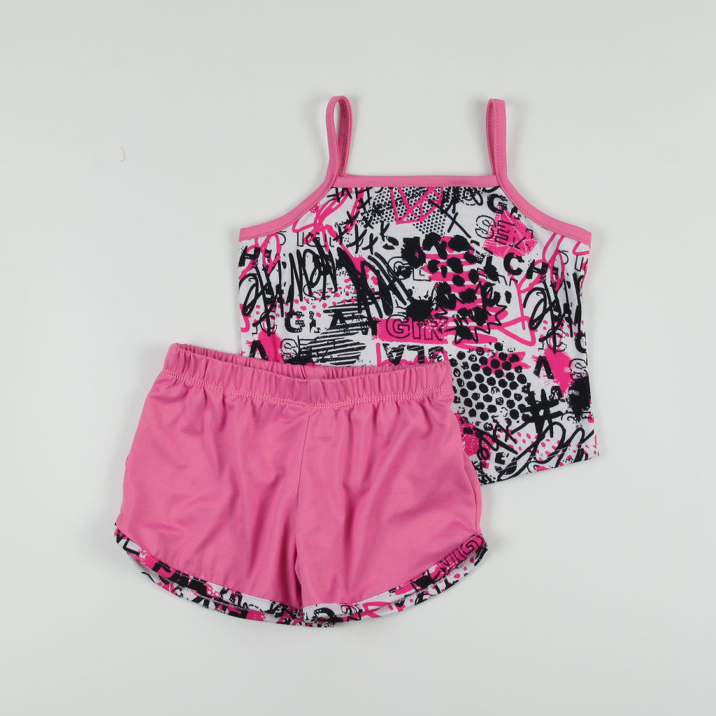 < Clearance >Noonie - Girls Terno (2-16Y)- Stretchable Cami Sando Tank & Dolphin Shorts Set