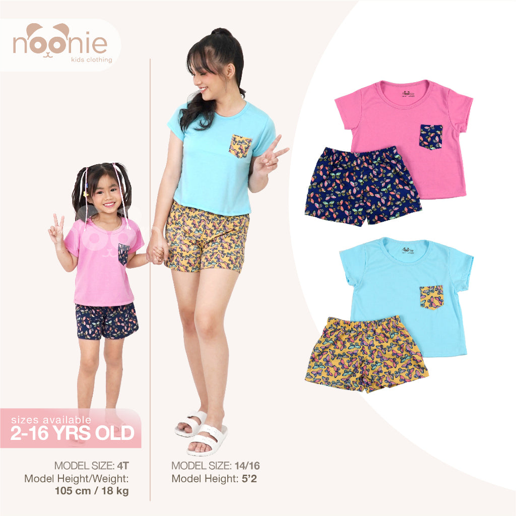 Noonie- Girls Terno (2-16Y) - Cotton Crop Top & short Shorts Set - Summer Terno outfit for kids girl