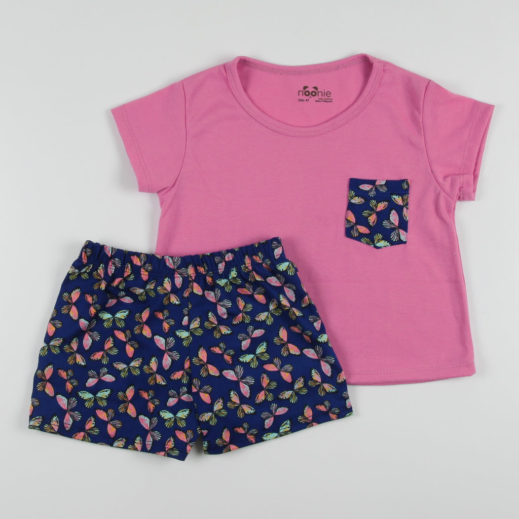 Noonie- Girls Terno (2-16Y) - Cotton Crop Top & short Shorts Set - Summer Terno outfit for kids girl