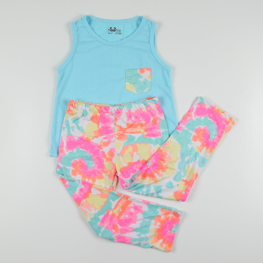 Noonie - Girls Terno (2-16Y)- Cotton Sando Tank & Pajama Set - Terno Outfit for Kids Girl - Pantulog