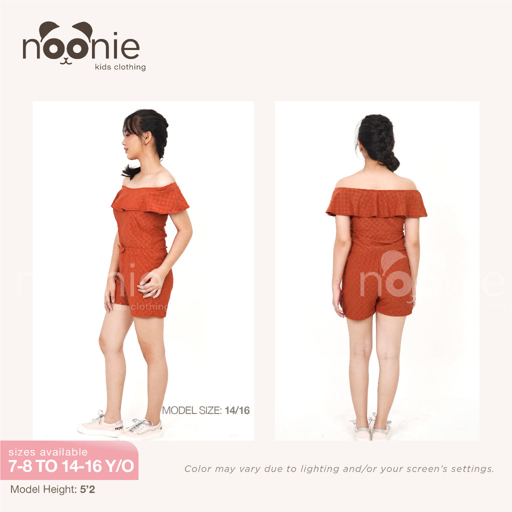 < Buy 1 Take 1 >Noonie- Girls Romper (7-16Y)- Eyelet w/ lining - Kids Outfit for Girls -Off Shoulder