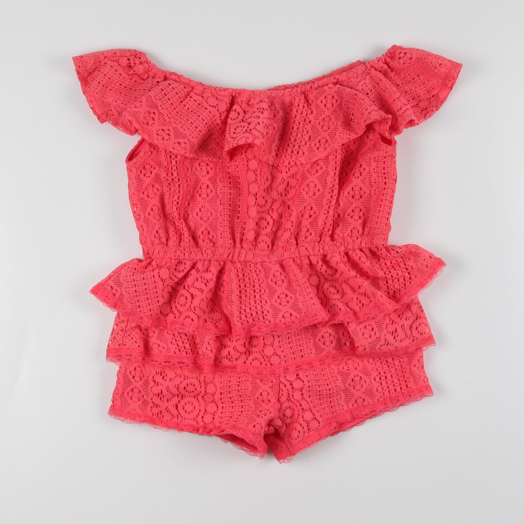 < Buy 1 Take 1 >Noonie- Girls Romper (2-7Y)- Off Shoulder Lace w/ lining Shorts Jumpsuit