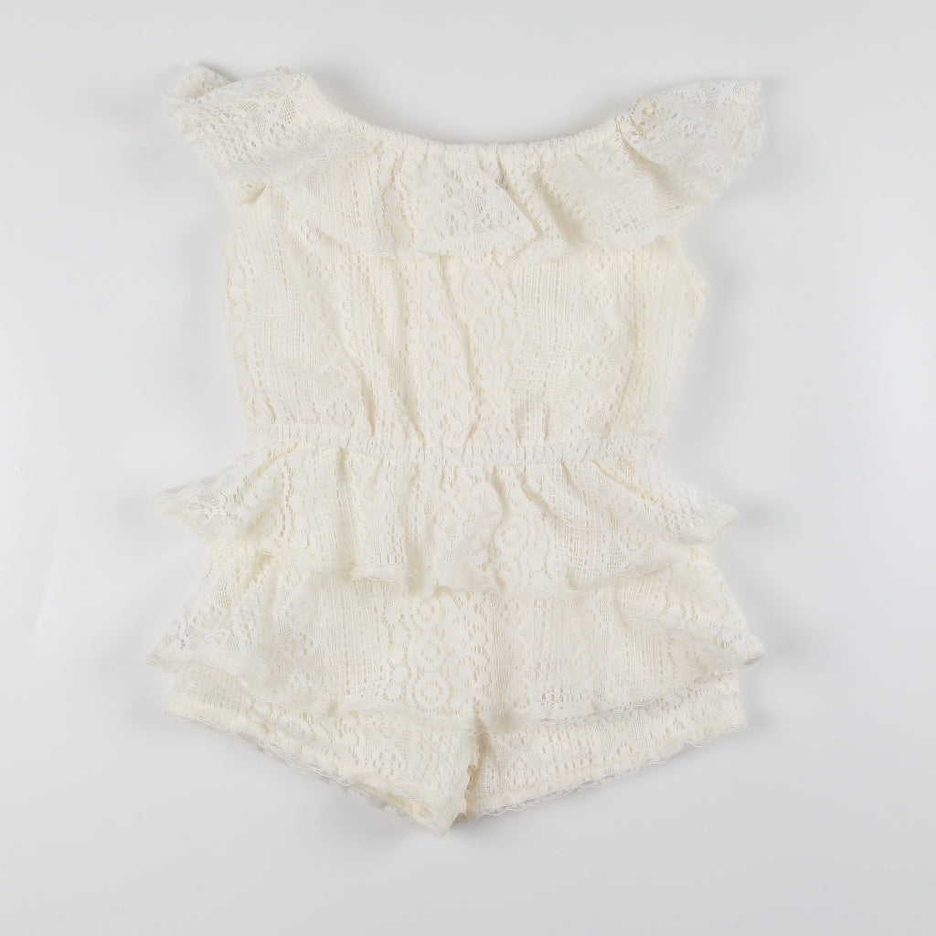< Buy 1 Take 1 >Noonie- Girls Romper (2-7Y)- Off Shoulder Lace w/ lining Shorts Jumpsuit