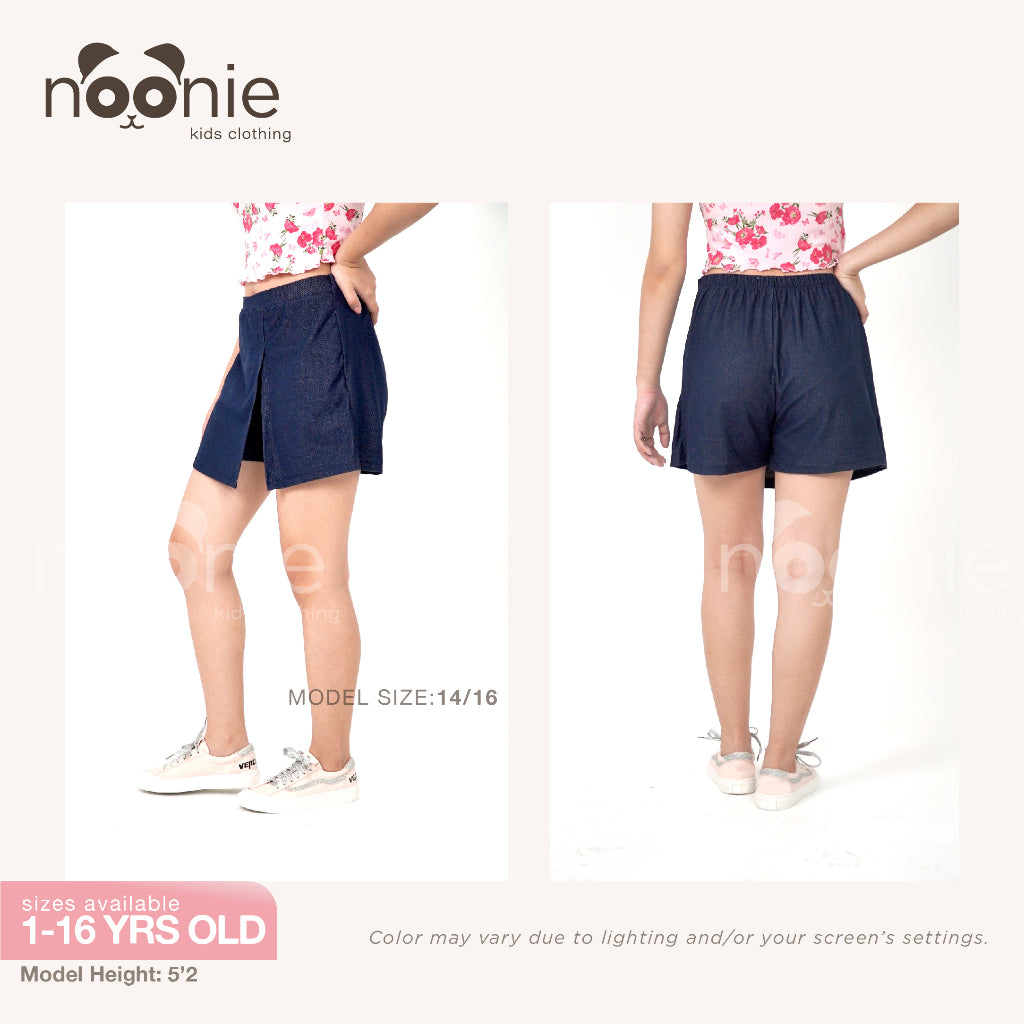 Noonie - Girls Denim Skort (2-12Y) - Kids Outfit for Girls Panlakad Skirt Shorts - Cotton Knit Denim