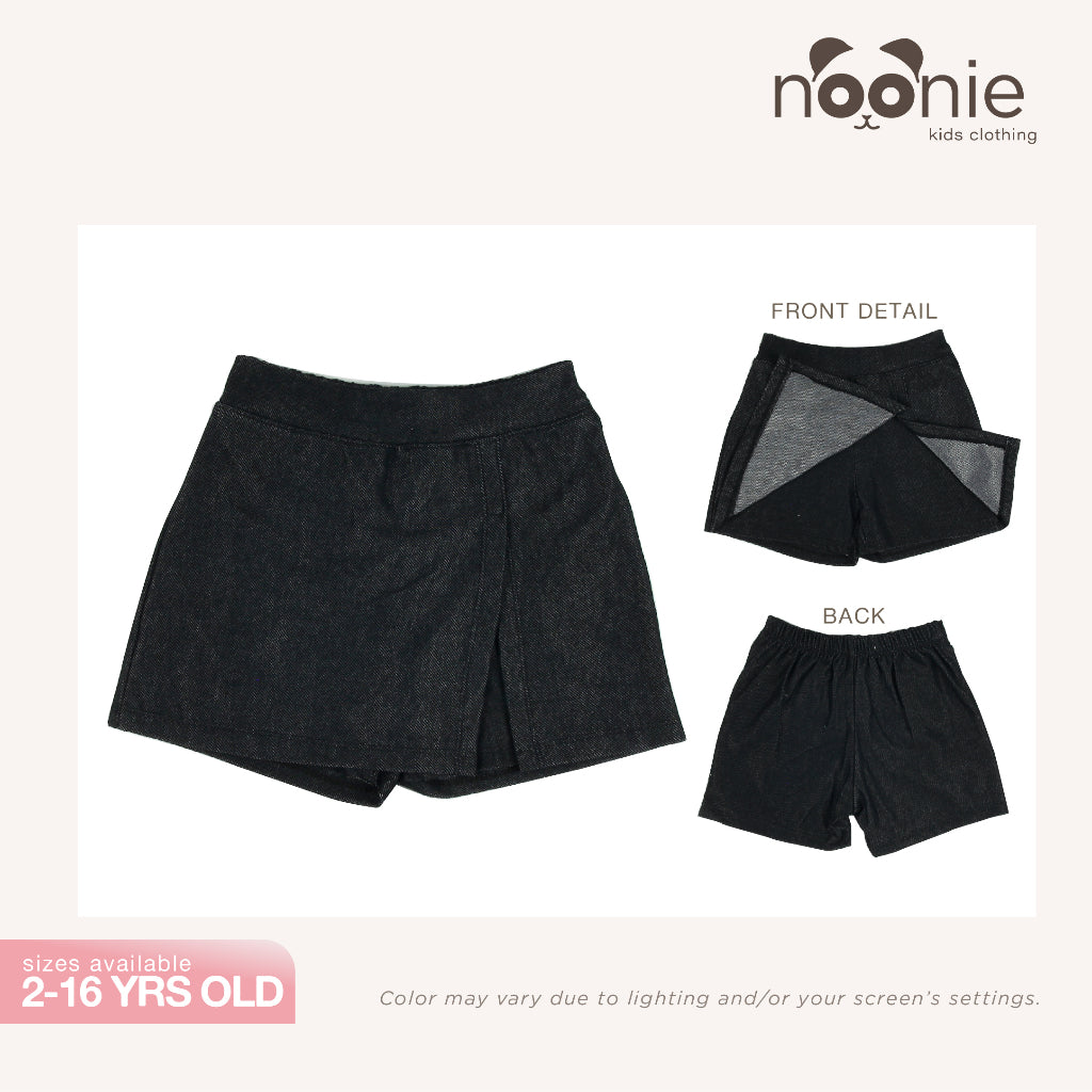 Noonie - Girls Denim Skort (2-12Y) - Kids Outfit for Girls Panlakad Skirt Shorts - Cotton Knit Denim