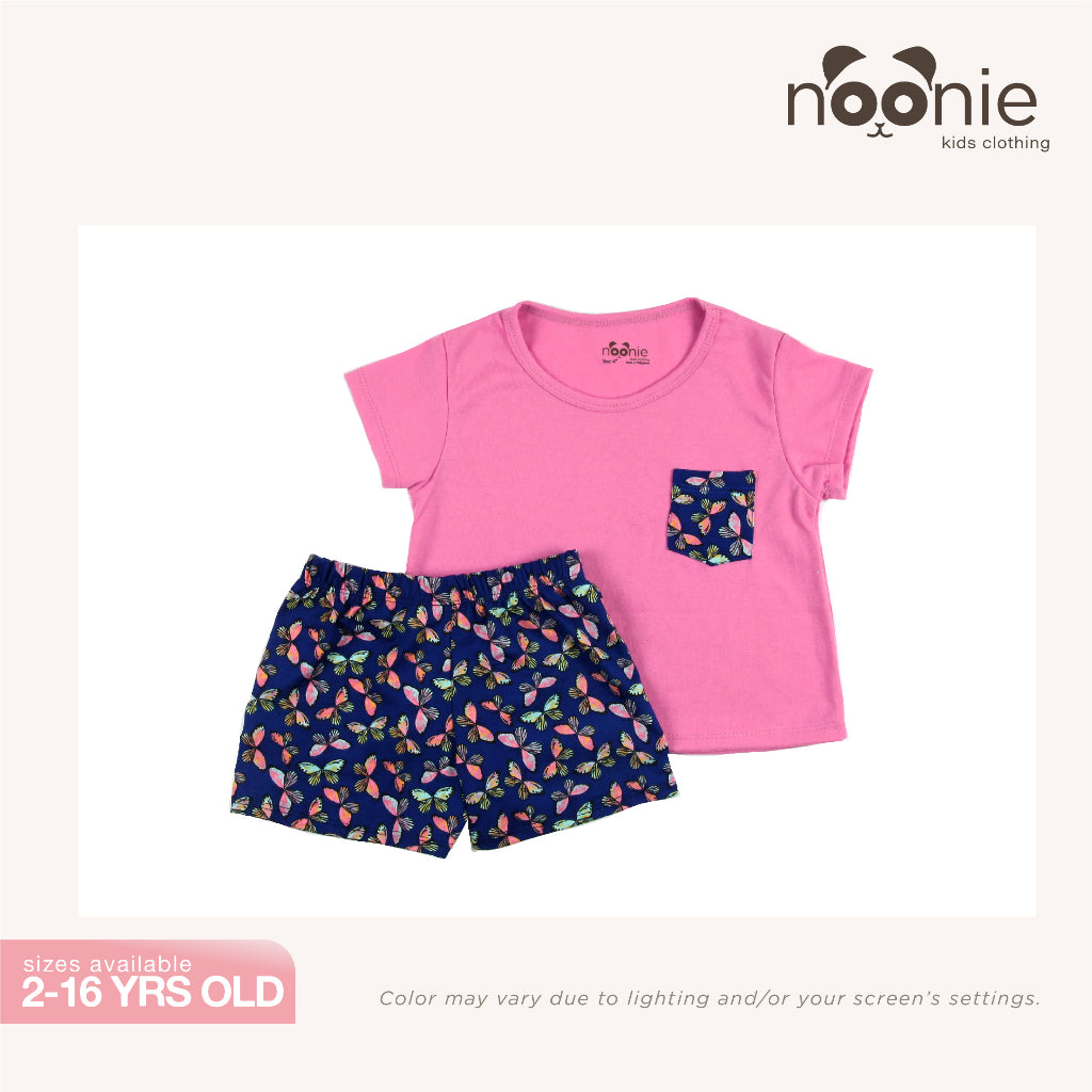 Noonie- Girls Terno (2-16Y) - Cotton Crop Top & short Shorts Set - Summer Terno outfit for kids girl
