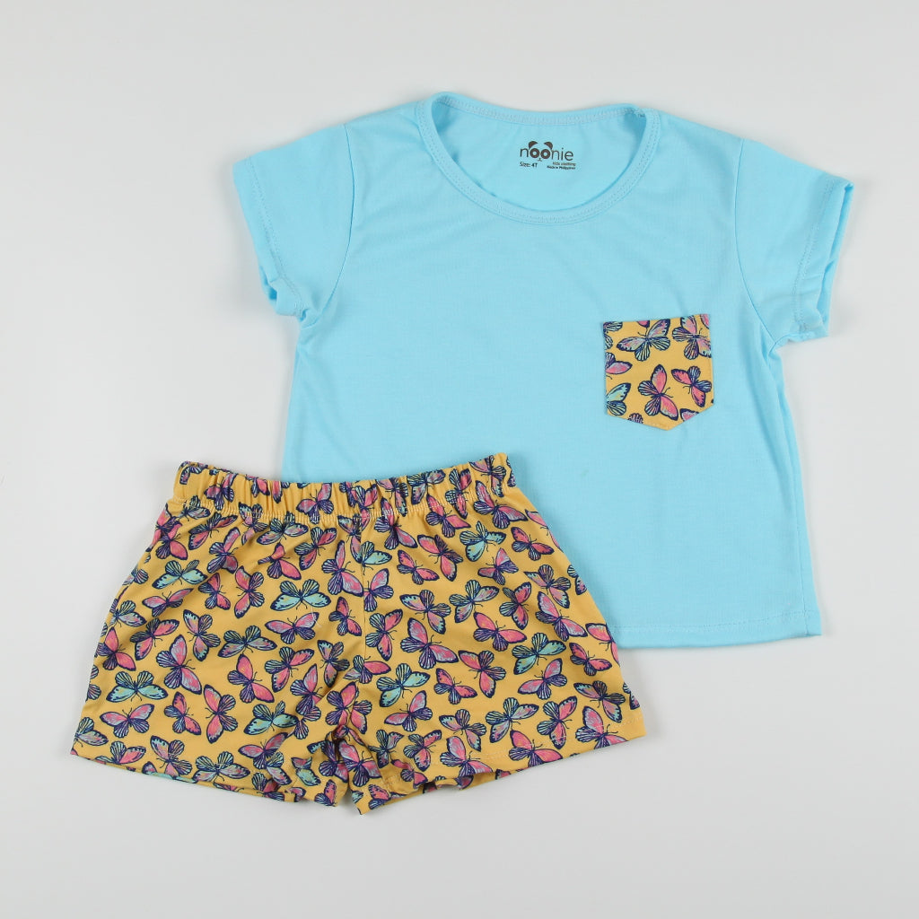 Noonie- Girls Terno (2-16Y) - Cotton Crop Top & short Shorts Set - Summer Terno outfit for kids girl