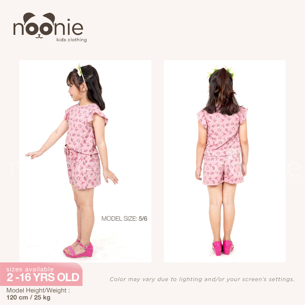 < Clearance >Noonie - Girls Set (2-16Y) - Crop Top Paperbag waist shorts Set