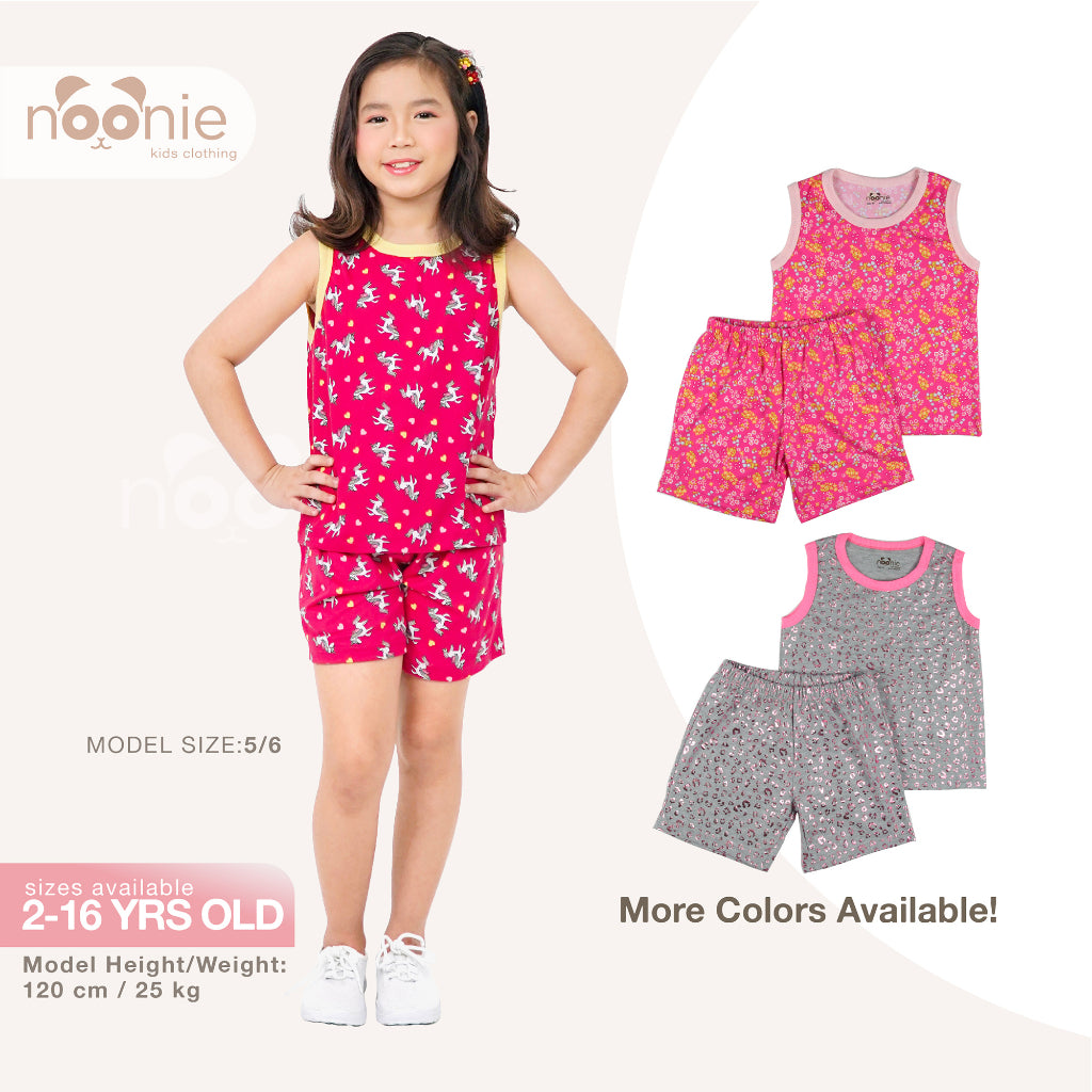 < Clearance >Noonie- Girls Terno (2-16Y) - Sando and Shorts Set Stretchable- Terno