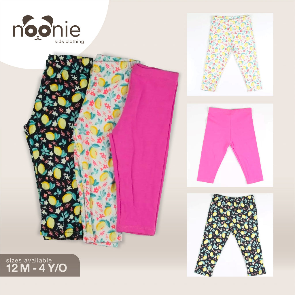 Noonie- Girls Leggings (0M-4Y) - Full & Capri Leggings Pants - Baby Clothes Girls - Stretchable