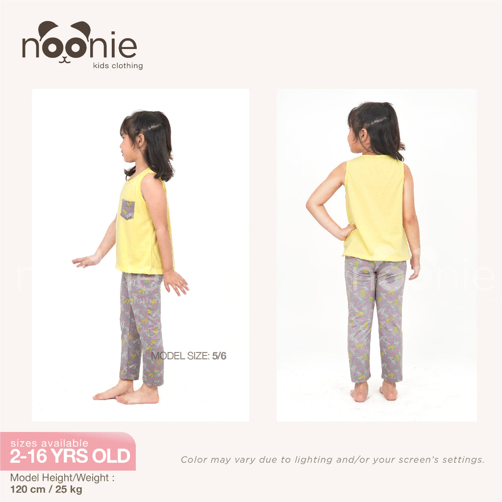 Noonie - Girls Terno (2-16Y)- Cotton Sando Tank & Pajama Set - Terno Outfit for Kids Girl - Pantulog