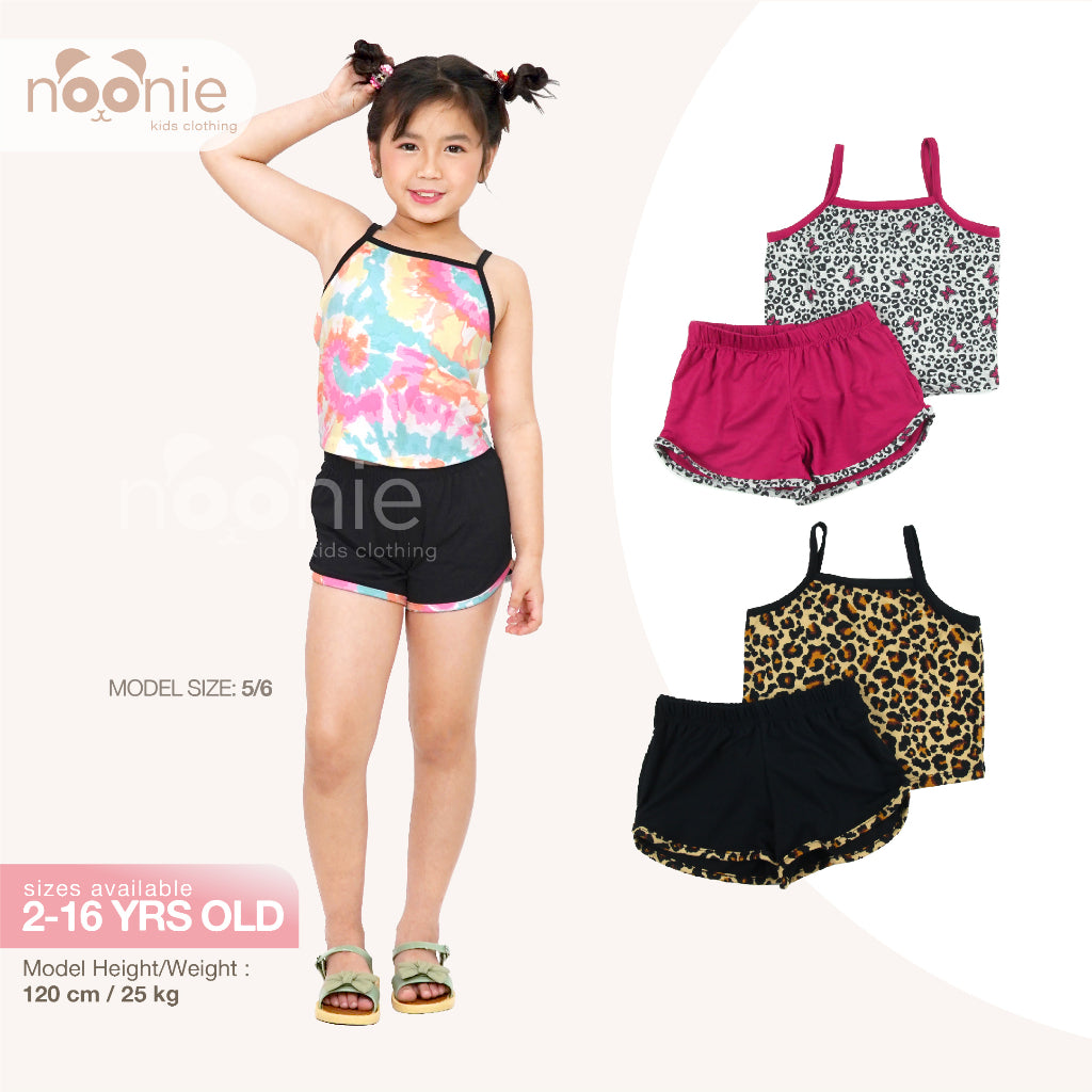 < Clearance >Noonie - Girls Terno (2-16Y)- Stretchable Cami Sando Tank & Dolphin Shorts Set