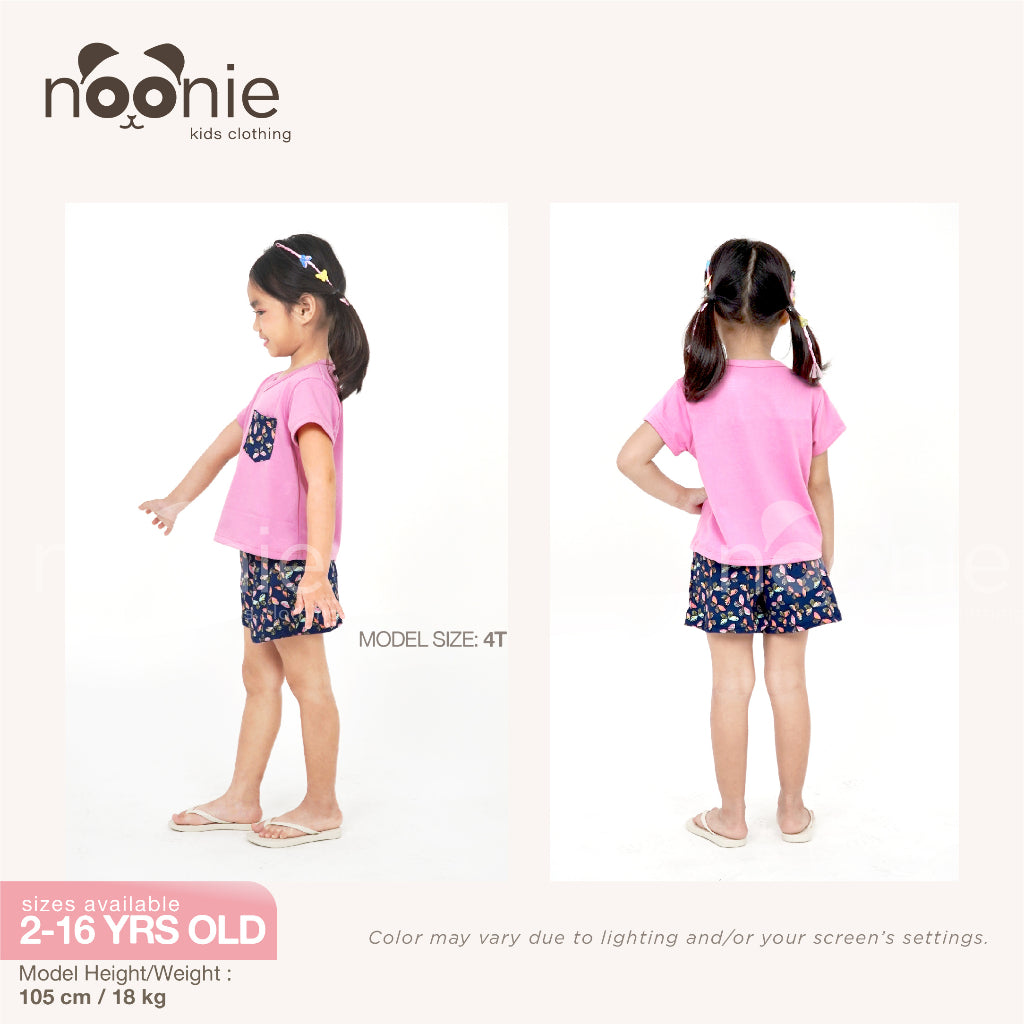 Noonie- Girls Terno (2-16Y) - Cotton Crop Top & short Shorts Set - Summer Terno outfit for kids girl