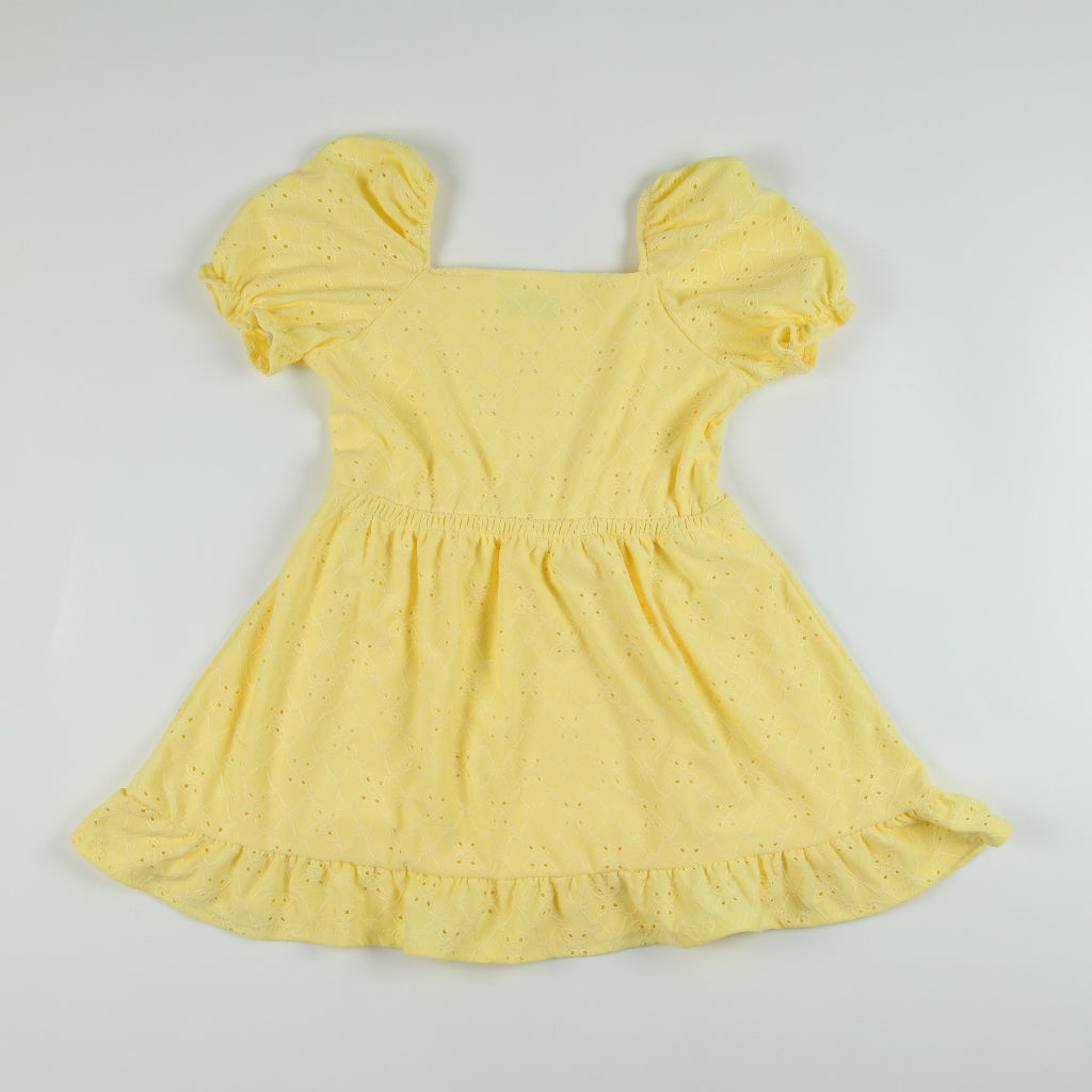 Noonie- Girls Dress (2-16Y)- Eyelet w/ lining - Kids Outfit for Girls -Puff Sleeves - Summer Beach