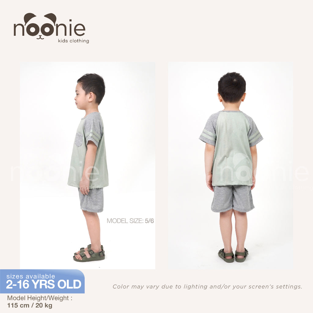 < Clearance > Noonie - Boys Terno (2-16Y)- Cotton Raglan Shirt & Shorts Set